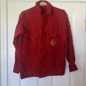 BSA Vintage 1972 Official Red Jacket Wool Nylon Coat Size 20 Patch